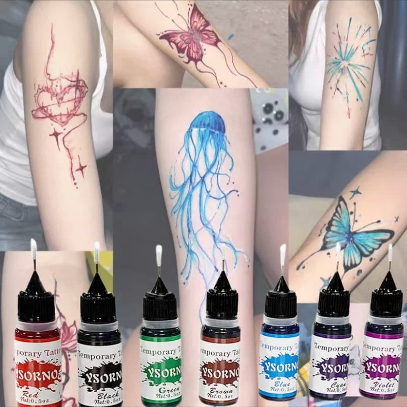 DZB HOME ชุดหมึกสัก Tattoo ชั่วคราว กันน้ำ ติดทนนาน 7-15 วัน มีให้เลือกหลายสี สวยง่ายไม่ต้องเจ็บตัว รูปที่ 6