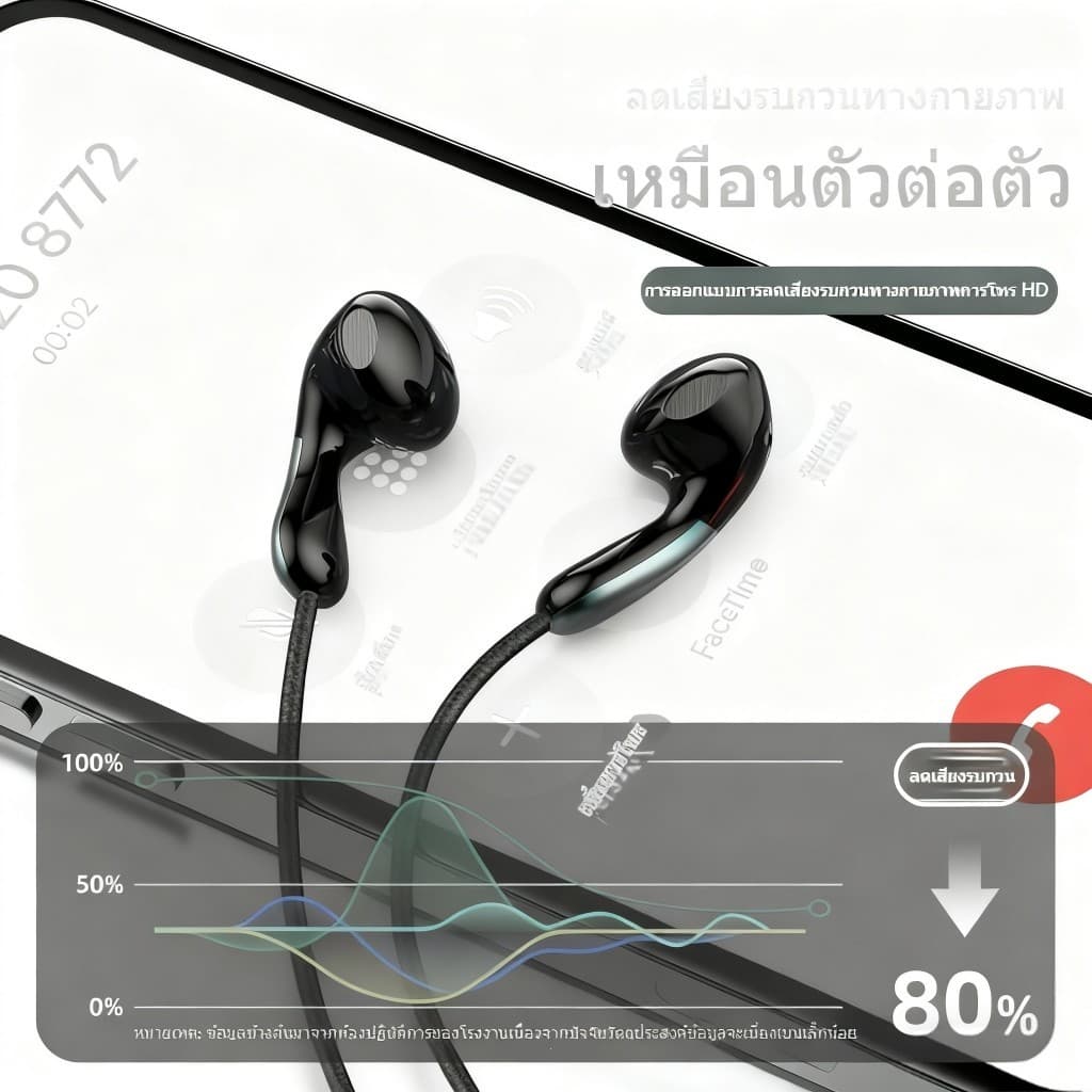Xiaomi Samsung มม. หูฟังสายในหู Hifi สเตอริโอกีฬา Earbud หูฟังแฮนด์ฟรีหูฟังพร้อมไมโครฟ์ HD สำหรับโทรศัพท์มือถือ รูปที่ 2