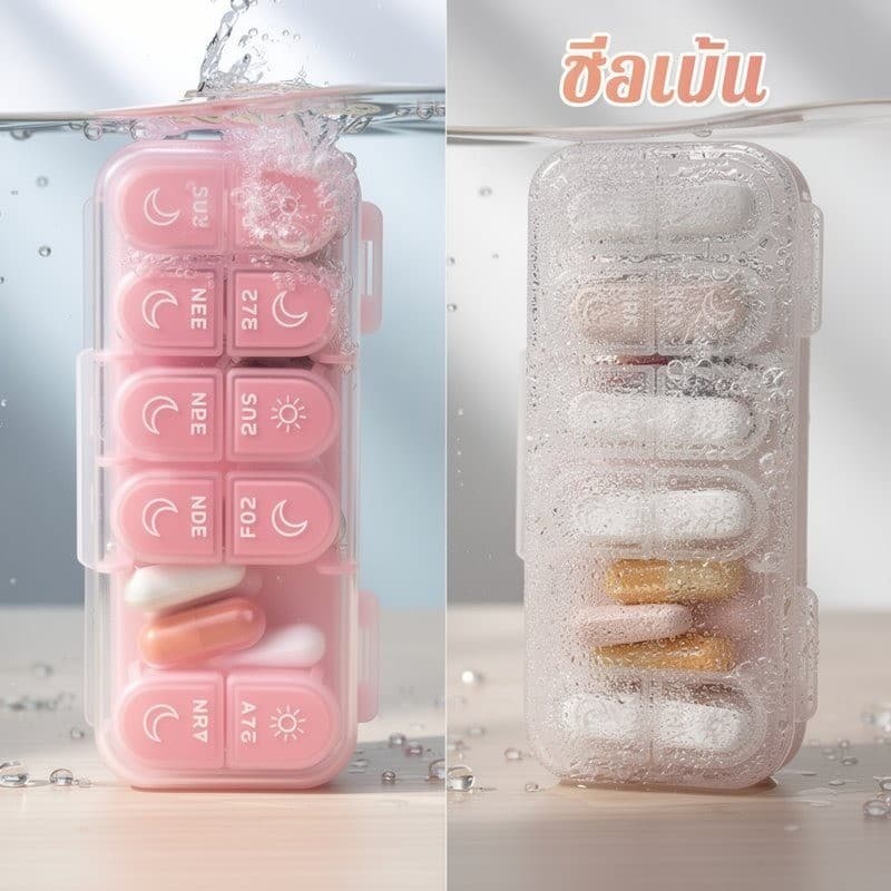กล่องยา 7วัน 2ช่องต่อวัน กล่องใส่ยา พกพา กันชื้น กันฝุ่น ปิดสนิท จัดยา รายสัปดาห์ เดินทาง รูปที่ 9
