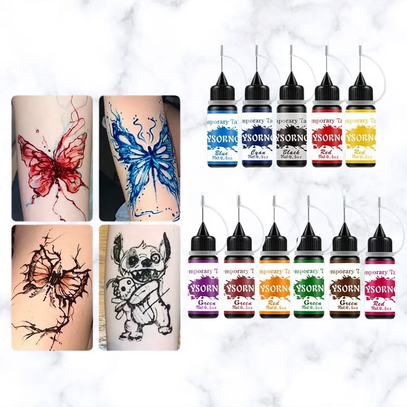 DZB HOME ชุดหมึกสัก Tattoo ชั่วคราว กันน้ำ ติดทนนาน 7-15 วัน มีให้เลือกหลายสี สวยง่ายไม่ต้องเจ็บตัว รูปที่ 3