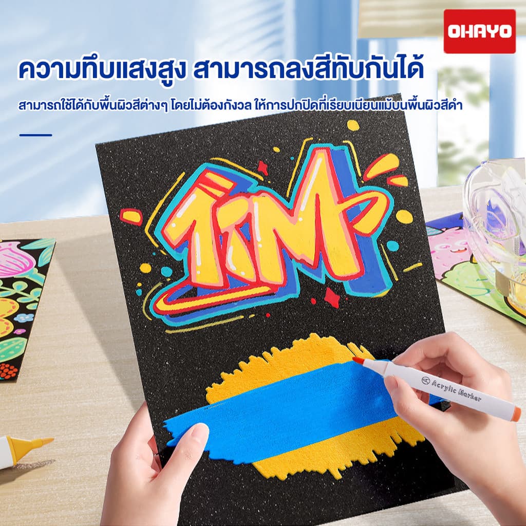ปากกาอะคริลิค ปากกามาร์กเกอร์อะคริลิค 12/24/36/48/60/80สี สามารถเขียนบนแก้ว พลาสติก หรือโลหะได้ marker pen รูปที่ 7