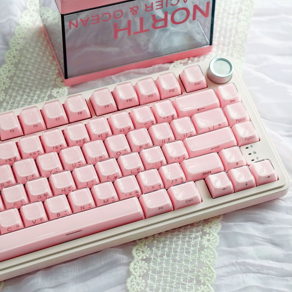 MAIMOOO Jelly Thai Keycap คํา SA โปรไฟล์ 132 คีย์ PC PBT Double Shot พุดดิ้งไทย Keycap สีชมพูสีขาว Jello คริสตัล Keycap รูปที่ 6