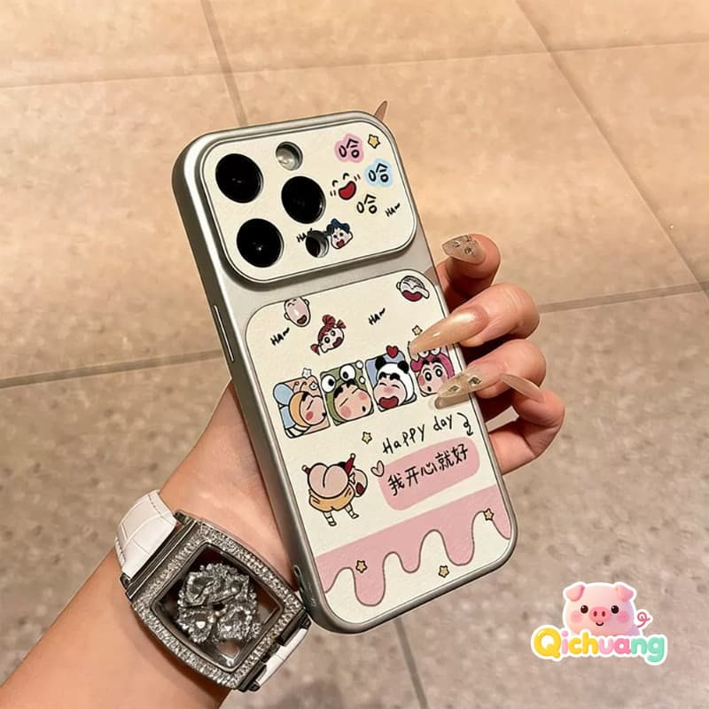 การ์ตูน Crayon Shin-chan พรีเมี่ยม PU หนังสําหรับ Vivo V70 Elite FE V60 V60E V50 V50E V40 V30 V29 V29E V27 V27 V25 V25 V25E V23 V23 V23 V23 V23E Pro ความงาม 5G สไตล์ครีม 4G INS รูปที่ 3