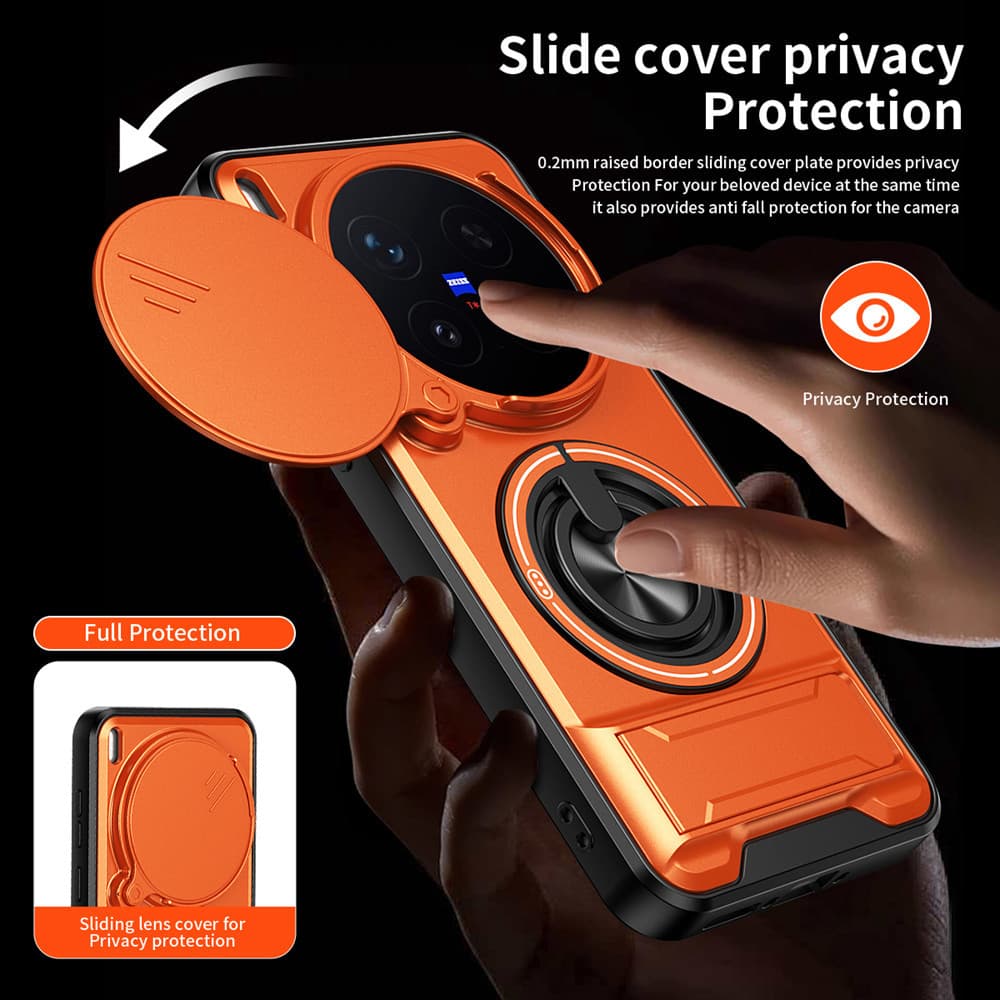 360 ที่วางแหวนเคสโทรศัพท์เหมาะสําหรับ Vivo X300 Pro 5G สไลด์กล้องป้องกันขาตั้งตรงแม่เหล็กติดรถยนต์กันกระแทกฝาครอบป้องกัน รูปที่ 2