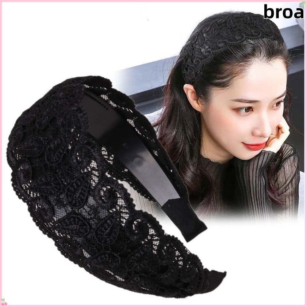 BROA ผู้หญิงผม Hoop อินเทรนด์ Elegant ดอกไม้กว้างด้านข้าง Hollow Non Slip Lace Hairbands รูปที่ 1