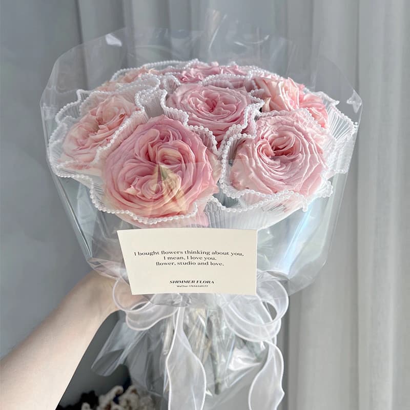 กระดาษห่อช่อดอกไม้ ตาข่ายประดับมุก สไตล์เกาหลี/IG สำหรับ DIY งานแต่ง วันวาเลนไทน์ รูปที่ 2