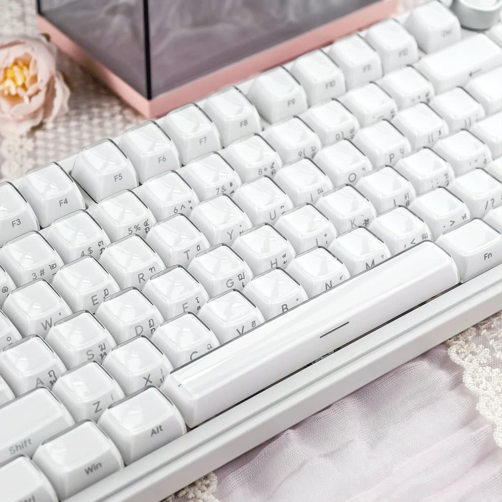 MAIMOOO Jelly Thai Keycap คํา SA โปรไฟล์ 132 คีย์ PC PBT Double Shot พุดดิ้งไทย Keycap สีชมพูสีขาว Jello คริสตัล Keycap รูปที่ 4
