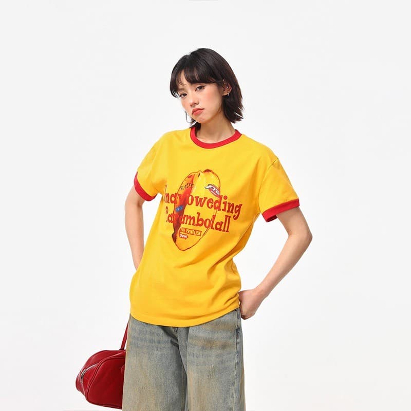 เสื้อยืดกราฟิกผลไม้ย้อนยุค เป่าหลงซิน พร้อมการออกแบบแบบล็อคสีสําหรับสวมใส่ในช่วงฤดูร้อนแบบสบาย ๆ รูปที่ 4