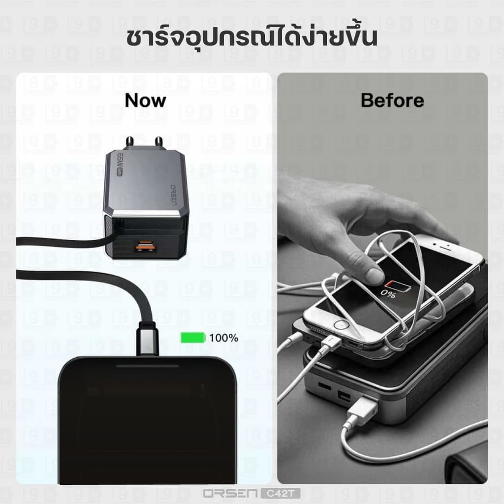 Orsen by Eloop C42T GaN Charger 65W หัวชาร์จ PD QC PPS Type C ชาร์จเร็ว adapter notebook มอก. รูปที่ 6