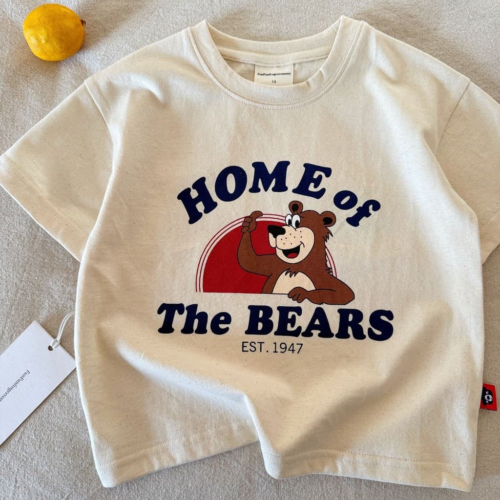「สินค้าลิขสิทธิ์แท้」IRIS KIDS 26ss FUNFUN IKS260370 Home of Bears Apple Tee เสื้อยืดเด็ก ลายหมี แอปเปิ้ล วินเทจ น่ารัก รูปที่ 4