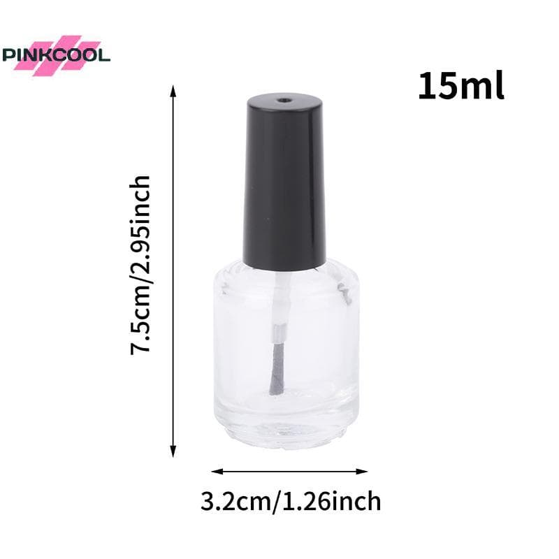 PINKCOOL 15ml แก้วใสขวดยาทาเล็บที่ว่างเปล่าพร้อมฝาปิดแปรงภาชนะเครื่องสําอางขวดแก้วเล็บพร้อมแปรงร้อน รูปที่ 6