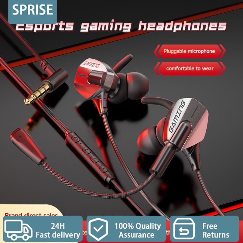 SPRISE G68 หูฟังแบบมีสายสําหรับเล่นเกม Esport พร้อม 2 ไมโครโฟนเบส Latency ต่ําพิเศษ HiFi หูฟัง Universal 3.5 มม./TypeC รูปที่ 1