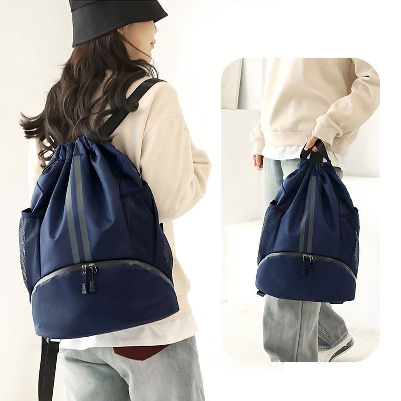 BAGS สะพายหลัง เชือกรูด ขนาดใหญ่ กันน้ํา แบบสะพายหลัง ฟิตเนส เข้ายิม กลางแจ้ง สำหรับพกพาเล่นกีฬา รูปที่ 5