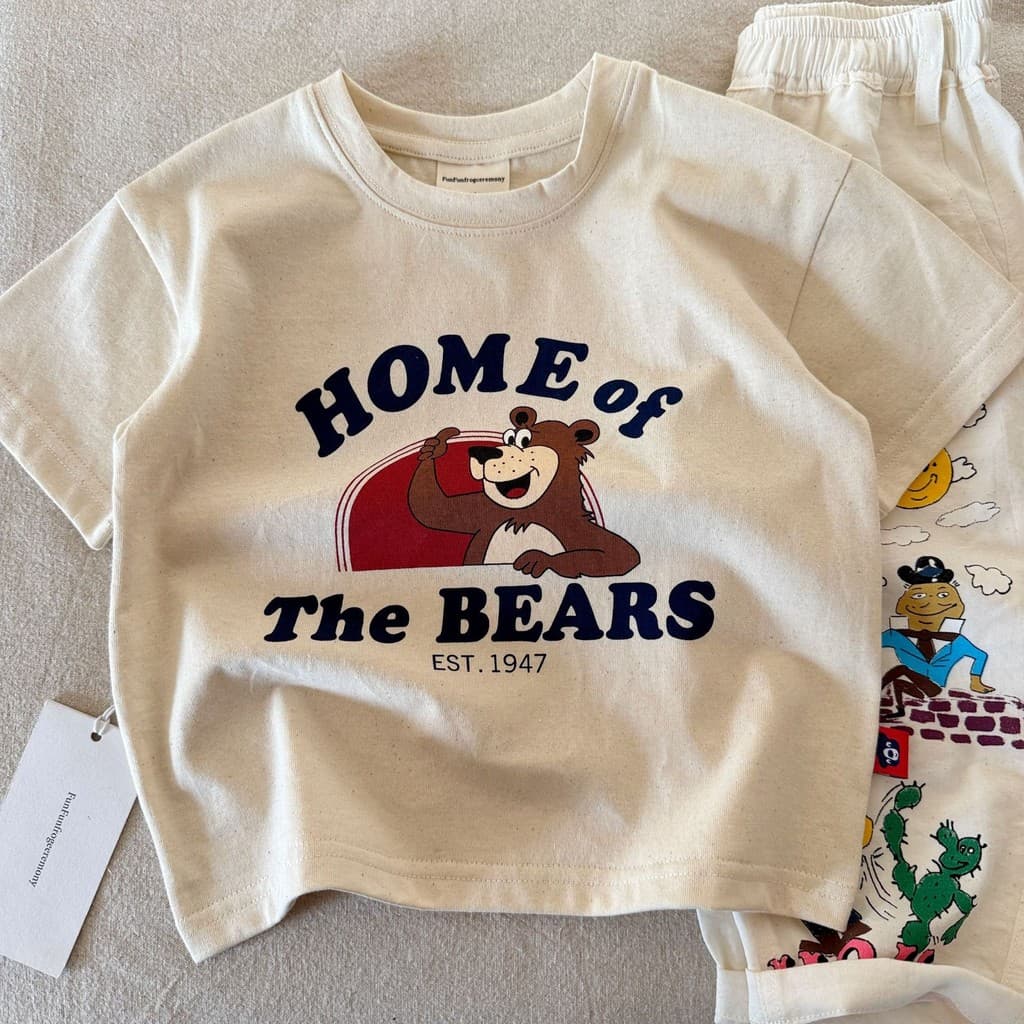 「สินค้าลิขสิทธิ์แท้」IRIS KIDS 26ss FUNFUN IKS260370 Home of Bears Apple Tee เสื้อยืดเด็ก ลายหมี แอปเปิ้ล วินเทจ น่ารัก รูปที่ 1