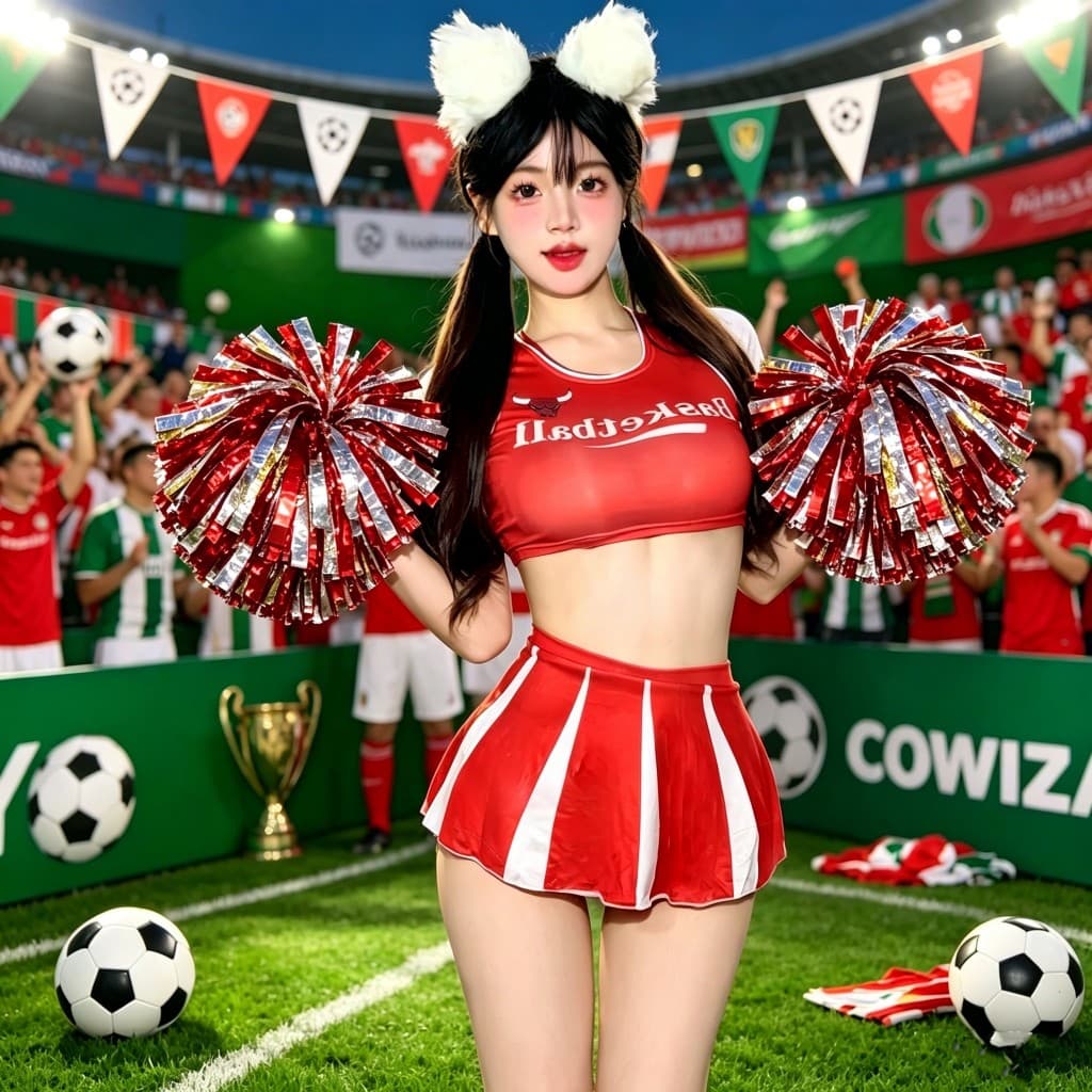 สวมบทบาท สาวเชียร์ลีดเดอร์ฟุตบอลโลก กระโปรงสั้นน่ารักและเซ็กซี่ หลากหลายสไตล์ ชุดนักเรียน JK ยั่วยวนสามีของเธอ รูปที่ 7