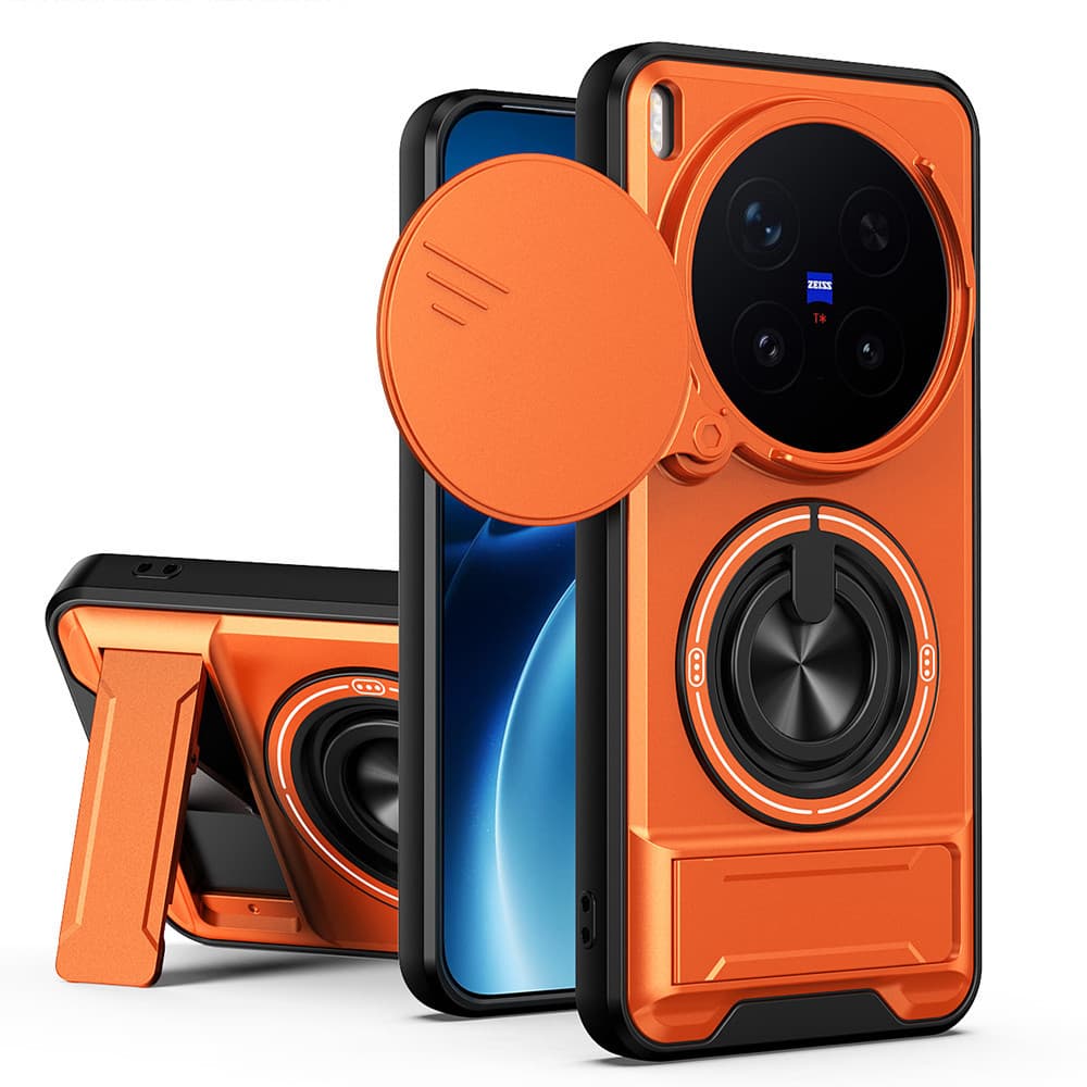 360 ที่วางแหวนเคสโทรศัพท์เหมาะสําหรับ Vivo X300 Pro 5G สไลด์กล้องป้องกันขาตั้งตรงแม่เหล็กติดรถยนต์กันกระแทกฝาครอบป้องกัน รูปที่ 1