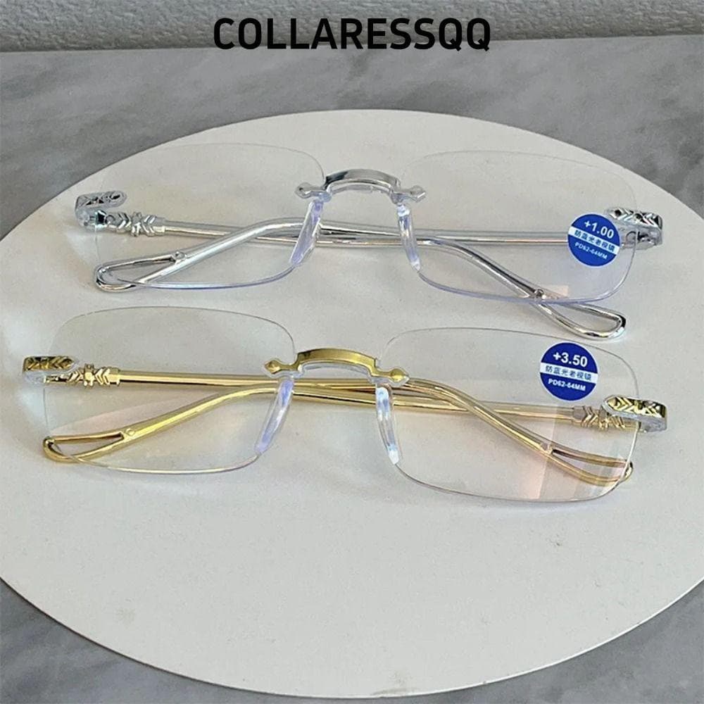 COLLARESSQQ แว่นอ่านหนังสือป้องกันแสงสีฟ้า, แว่นตาทรงเหลี่ยมป้องกันแสงสีฟ้า, สํานักงานแว่นตาสายตายาวแบบวินเทจพีซีเบามาก รูปที่ 1