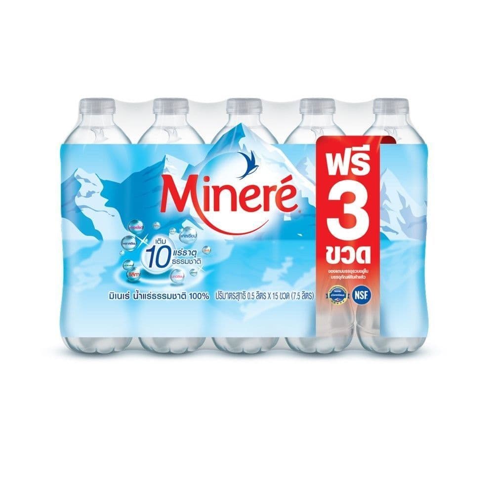 มิเนเร่ น้ำแร่ 0.5 ลิตร ฟรี 3 ขวด แพ็ค 12 MINERE MINERAL WATER 0.5 LITER FREE 3 PCS. PACK 12 รูปที่ 1