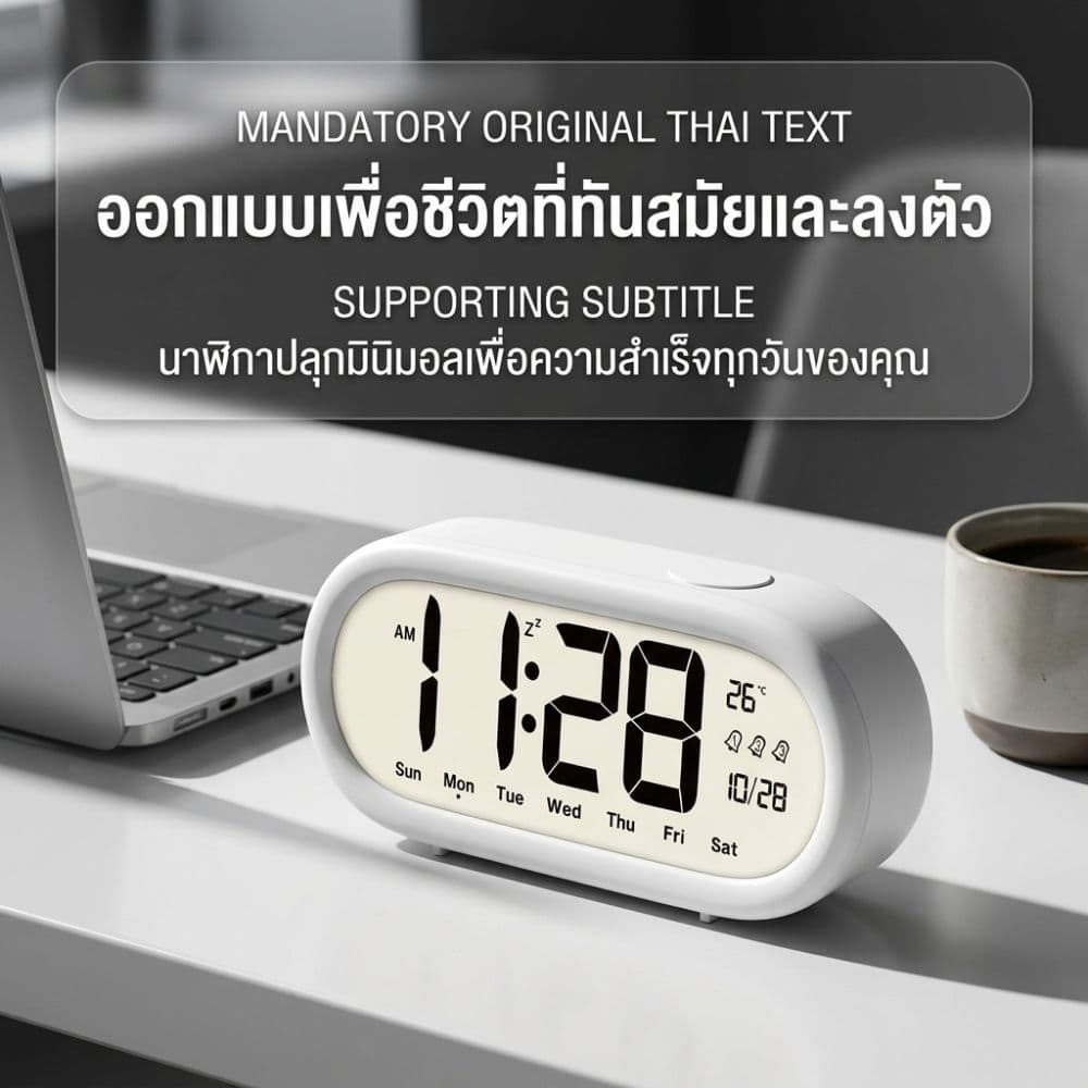 นาฬิกาปลุกหน้าจอ LCD ความคมชัดสูง เสียงดังมาก มีแสดงอุณหภูมิ ปฏิทิน จัดการเวลาได้อัจฉริยะ เหมาะสำหรับนักเรียนฝึกระเบียบว รูปที่ 8
