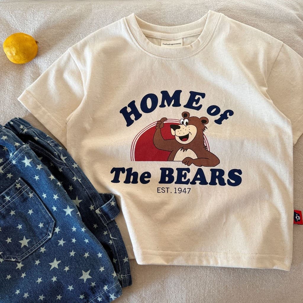「สินค้าลิขสิทธิ์แท้」IRIS KIDS 26ss FUNFUN IKS260370 Home of Bears Apple Tee เสื้อยืดเด็ก ลายหมี แอปเปิ้ล วินเทจ น่ารัก รูปที่ 6