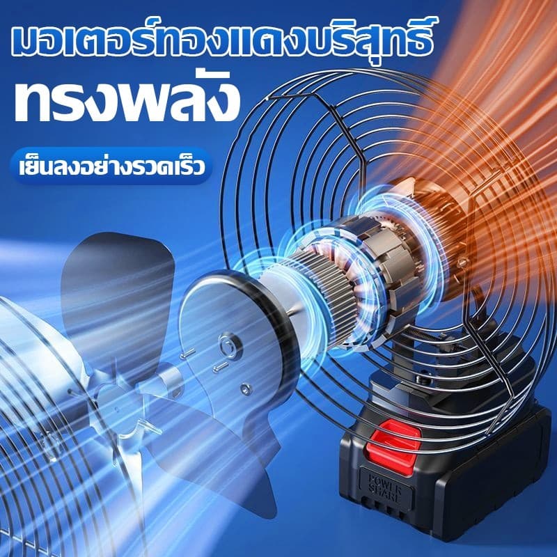 HGS พัดลมไร้สาย 8 นิ้ว แบตเตอรี่ 21V ลมแรง พัดลมแบตเตอรี่ พัดลมพลังสูงแบบพกพา รูปที่ 2