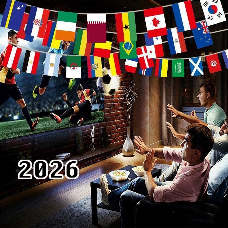 2026 ฟุตบอลโลก 48 ธงสตริงแห่งชาติที่แข็งแกร่งธีมฟุตบอลตกแต่งบาร์ร้านค้าอุปกรณ์ตกแต่งจี้จี้ รูปที่ 2