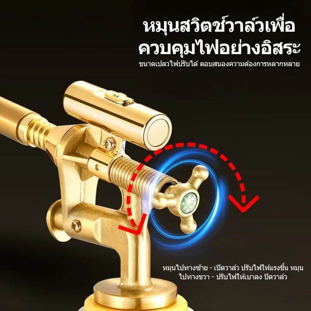 หัวพ่นไฟ LED กันลม 1300℃ หัวพ่นแก๊สปรับระดับได้ สำหรับแก๊สกระป๋องทุกรุ่น พ่นไฟแรงสะใจ สว่างชัดเจน รูปที่ 4