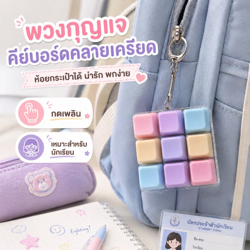 คีย์บอร์ดจิ๋ว 4/9 ปุ่ม ของเล่นคลายเครียด เสียงคลิก พวงกุญแจ ของเล่นตั้งโต๊ะ ของขวัญน่ารัก สต็อกไทย รูปที่ 5