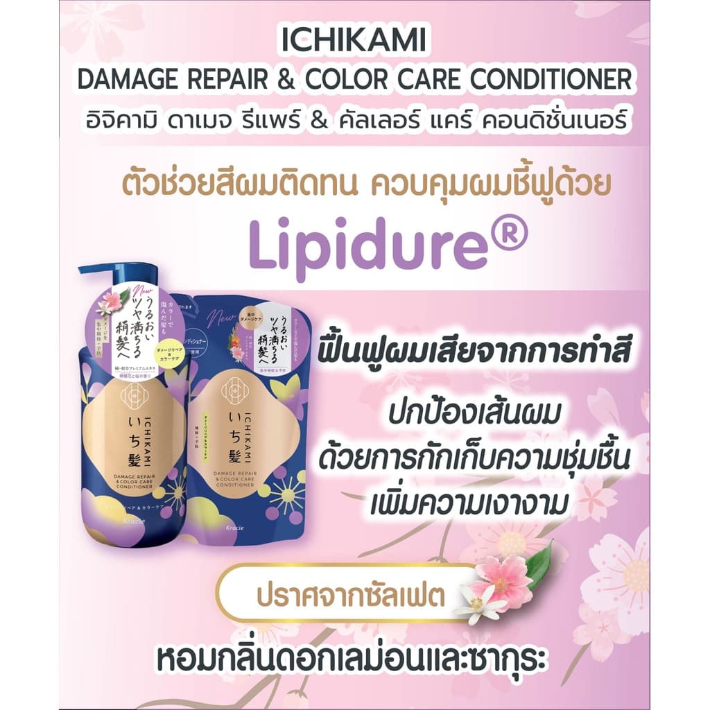 MORITOMO Official - ICHIKAMI DAMAGE REPAIR & COLOR CARE CONDITIONER 320 g / ครีมนวด ถุงเติม เส้นผมสว่าง ชุ่มชื้น รูปที่ 3