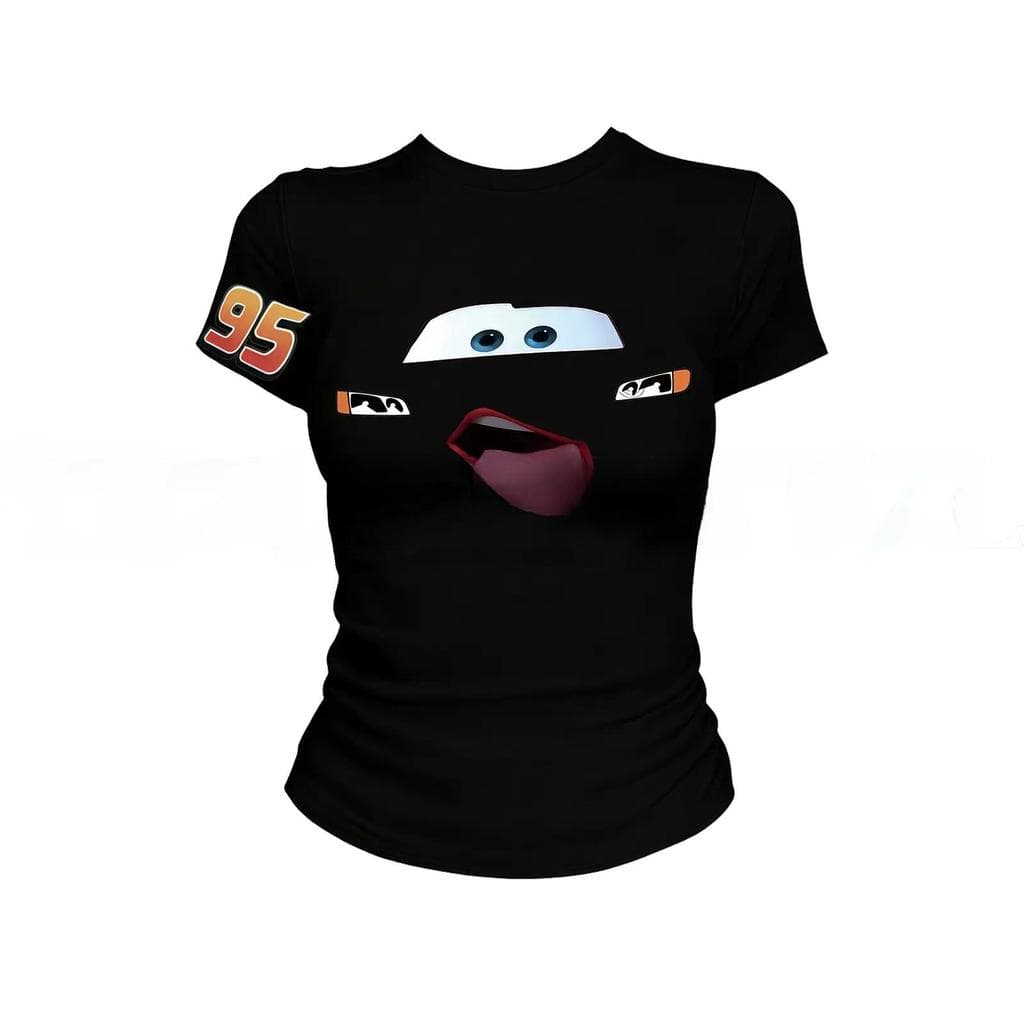 เสื้อแขนสั้นคอกลมเข้ารูปตัวนี้ โดดเด่นด้วยลายหน้ายิ้มแบบอเมริกันสุดน่ารัก ผลิตจากผ้าฝ้าย 100% ดีไซน์ทันสมัย ​​เหมาะสำหร รูปที่ 1