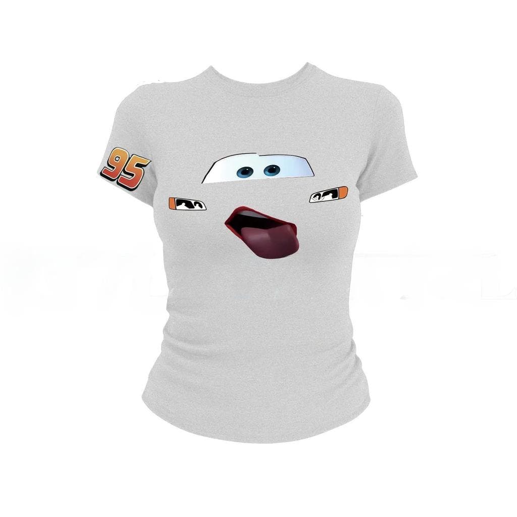 เสื้อแขนสั้นคอกลมเข้ารูปตัวนี้ โดดเด่นด้วยลายหน้ายิ้มแบบอเมริกันสุดน่ารัก ผลิตจากผ้าฝ้าย 100% ดีไซน์ทันสมัย ​​เหมาะสำหร รูปที่ 3