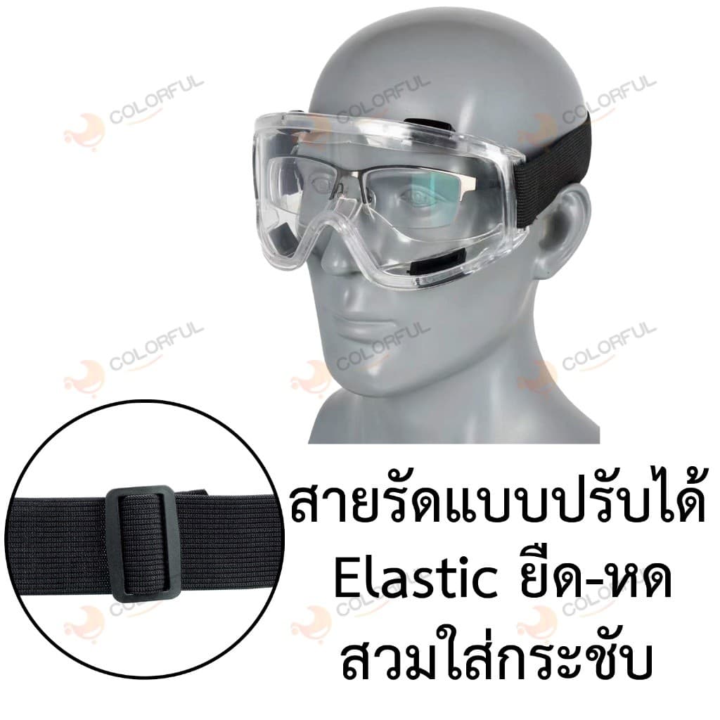 แว่นครอบตานิรภัย สวมทับแว่นสายตา แว่นตัดหญ้า แว่นตา กันสารเคมี แว่นตางานก่อสร้าง กันกระแทก เลนส์ใส หล่นไม่แตก ยืดหยุ่น รูปที่ 3