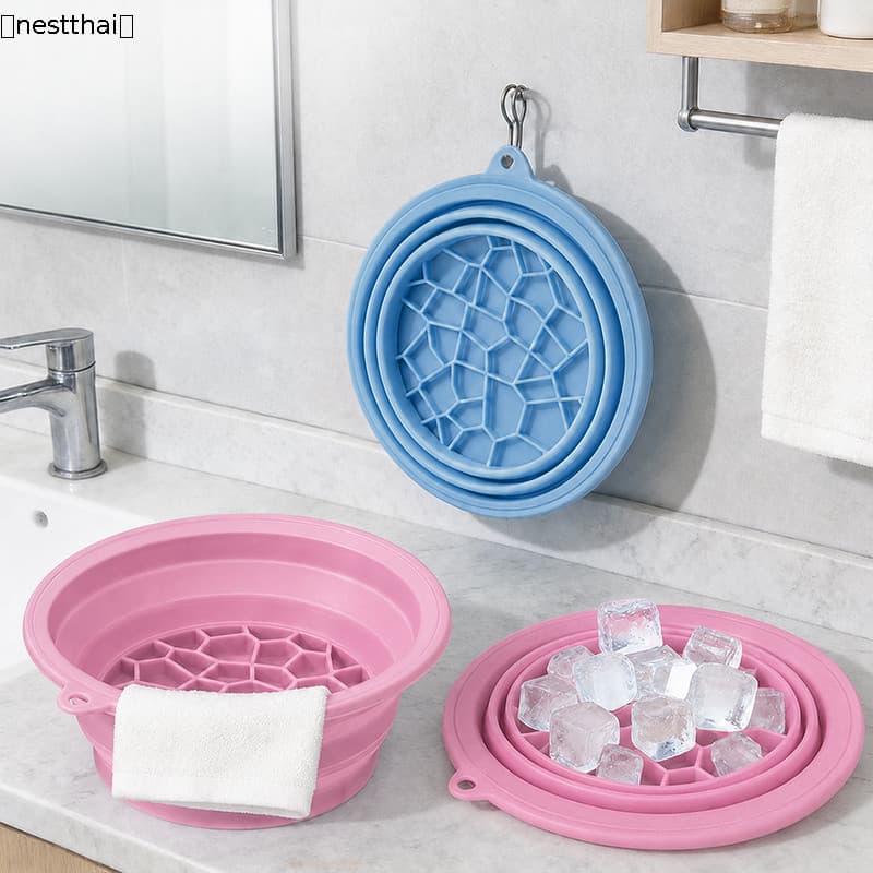 nestthaiice bath อ่างล้างหน้า ซิลิโคนพับได้ ถาดน้ำแข็งในตัว ยกกระชับผิวหน้า รูขุมขนเบียด คลายร้อน 2สี รูปที่ 3