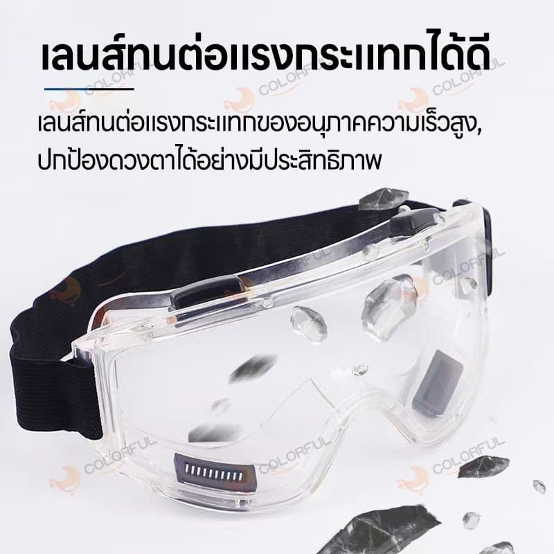 แว่นครอบตานิรภัย สวมทับแว่นสายตา แว่นตัดหญ้า แว่นตา กันสารเคมี แว่นตางานก่อสร้าง กันกระแทก เลนส์ใส หล่นไม่แตก ยืดหยุ่น รูปที่ 9