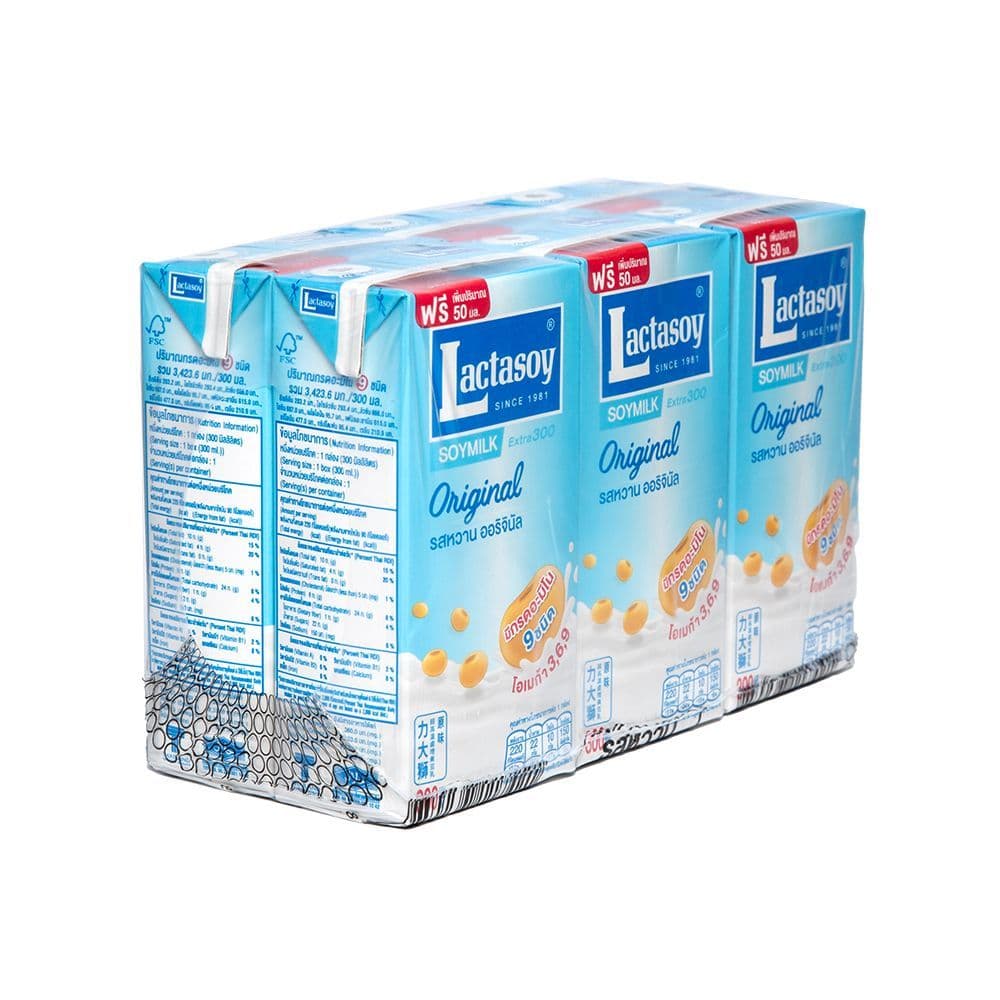แลคตาซอยนมถั่วเหลืองรสหวาน300มล แพ็ค 6 LACTASOY SOYMILK EXTRA 300 ML. PACK 6 รูปที่ 3