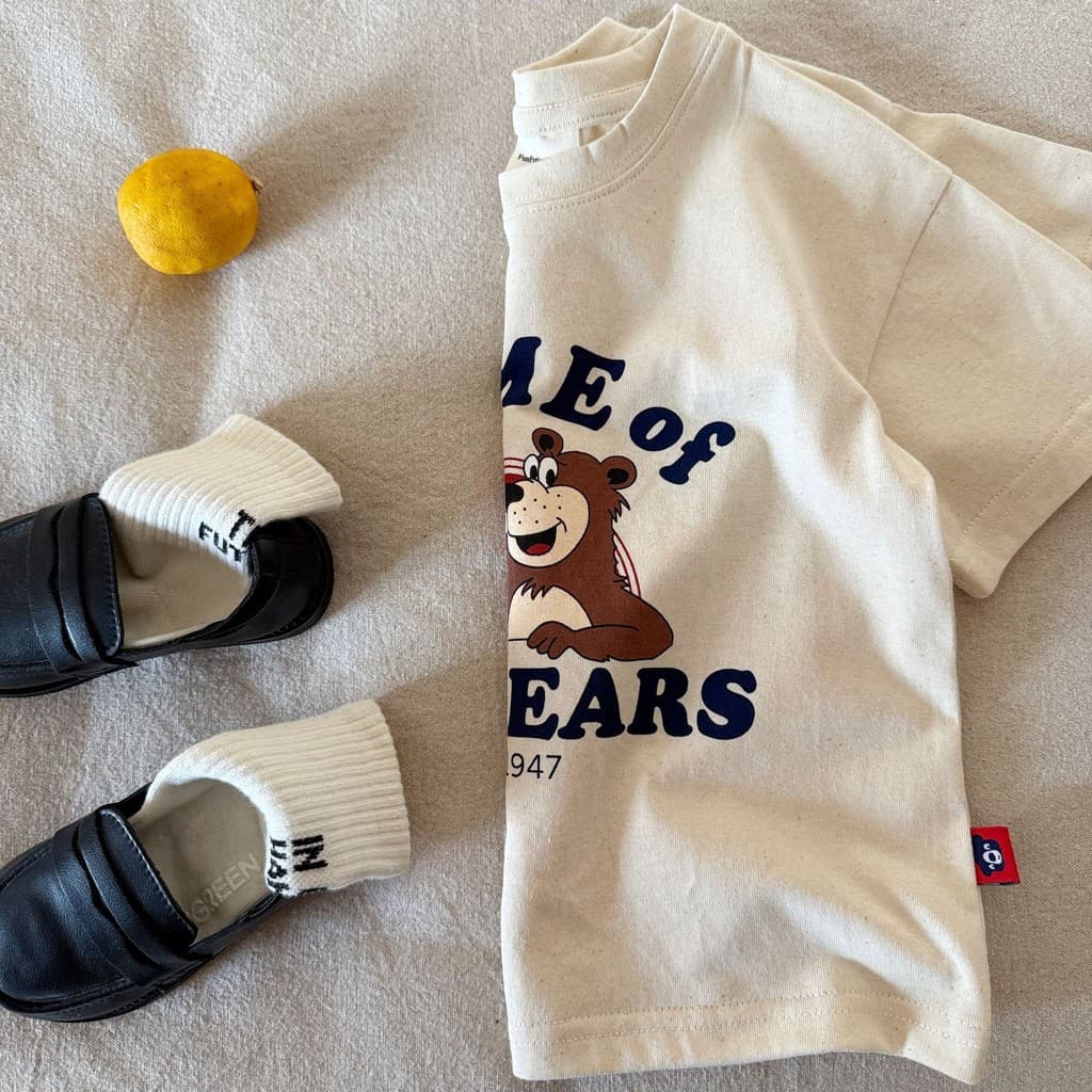 「สินค้าลิขสิทธิ์แท้」IRIS KIDS 26ss FUNFUN IKS260370 Home of Bears Apple Tee เสื้อยืดเด็ก ลายหมี แอปเปิ้ล วินเทจ น่ารัก รูปที่ 7