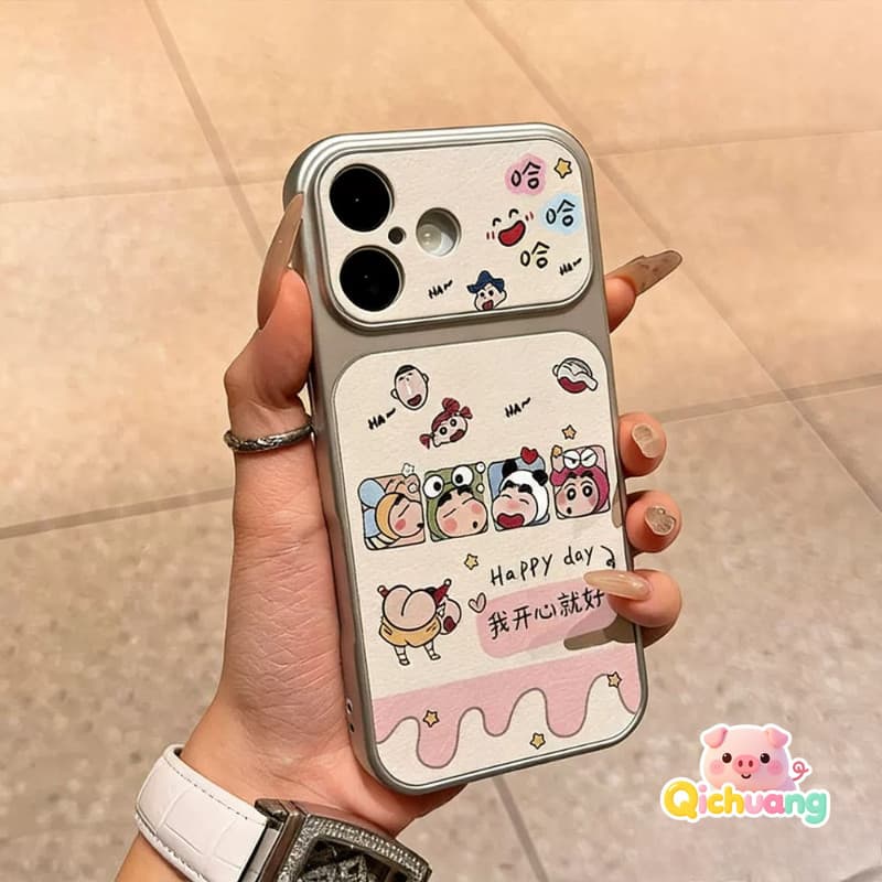 การ์ตูน Crayon Shin-chan พรีเมี่ยม PU หนังสําหรับ Vivo V70 Elite FE V60 V60E V50 V50E V40 V30 V29 V29E V27 V27 V25 V25 V25E V23 V23 V23 V23 V23E Pro ความงาม 5G สไตล์ครีม 4G INS รูปที่ 1