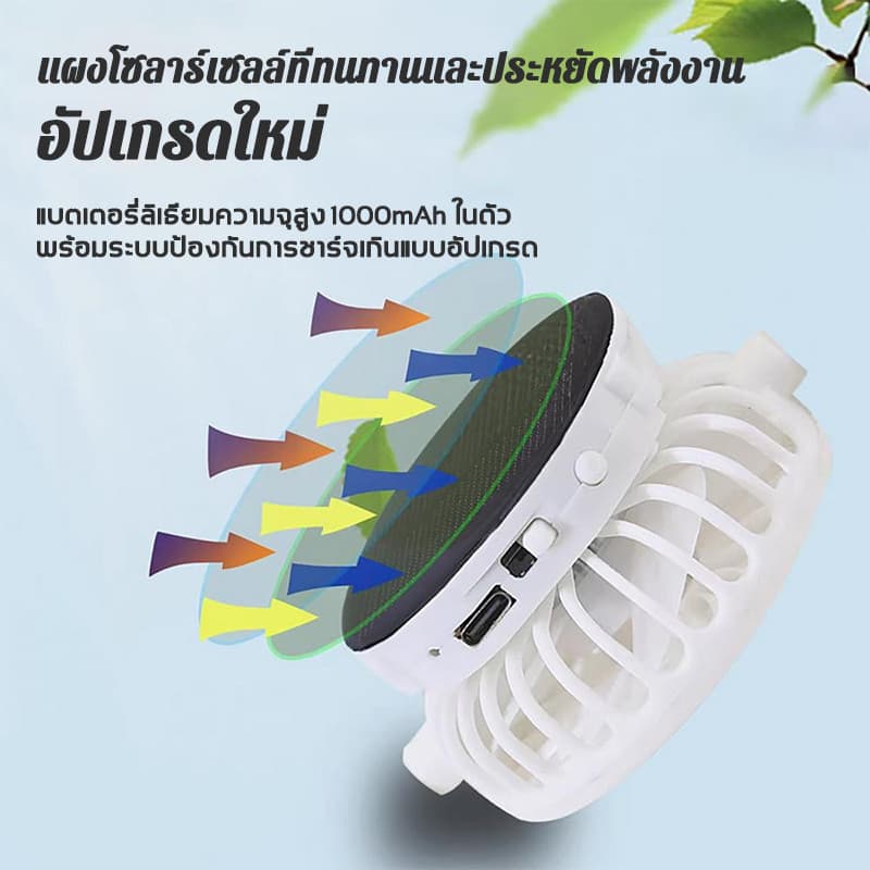 หมวกพัดลม ระบบโซล่าเซลล์ แรงลม 3 ป้องกัน UV มีตาข่าย หมวกตกปลา หมวกกันแดดฤดูร้อน รูปที่ 4