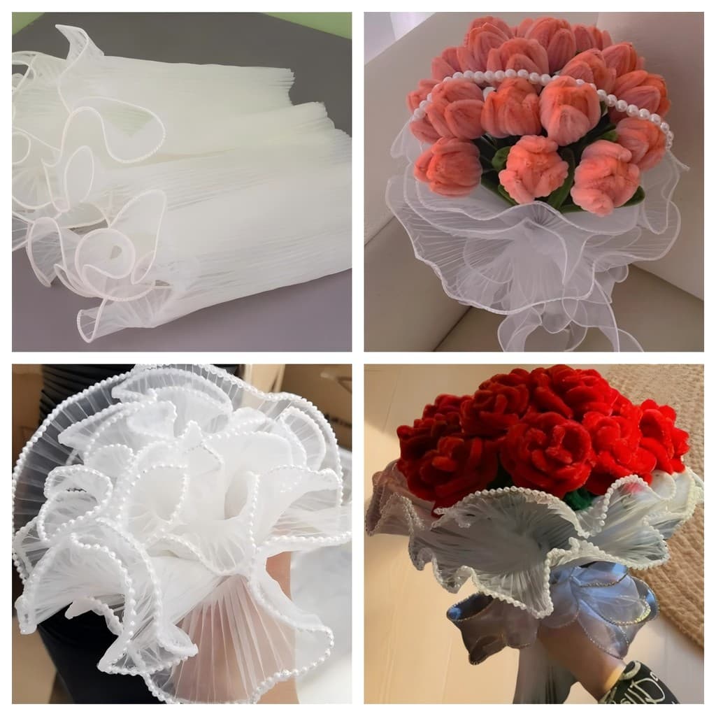 กระดาษห่อช่อดอกไม้ ตาข่ายประดับมุก สไตล์เกาหลี/IG สำหรับ DIY งานแต่ง วันวาเลนไทน์ รูปที่ 6