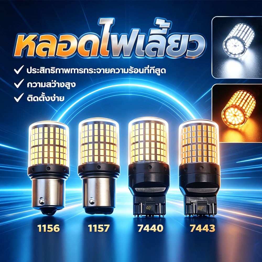 หลอดไฟ LED อเนกประสงค์ 144 SMD สว่างพิเศษ (ไฟเลี้ยว/ไฟเบรค 12V) ขั้ว 1156/1157/T20/7440