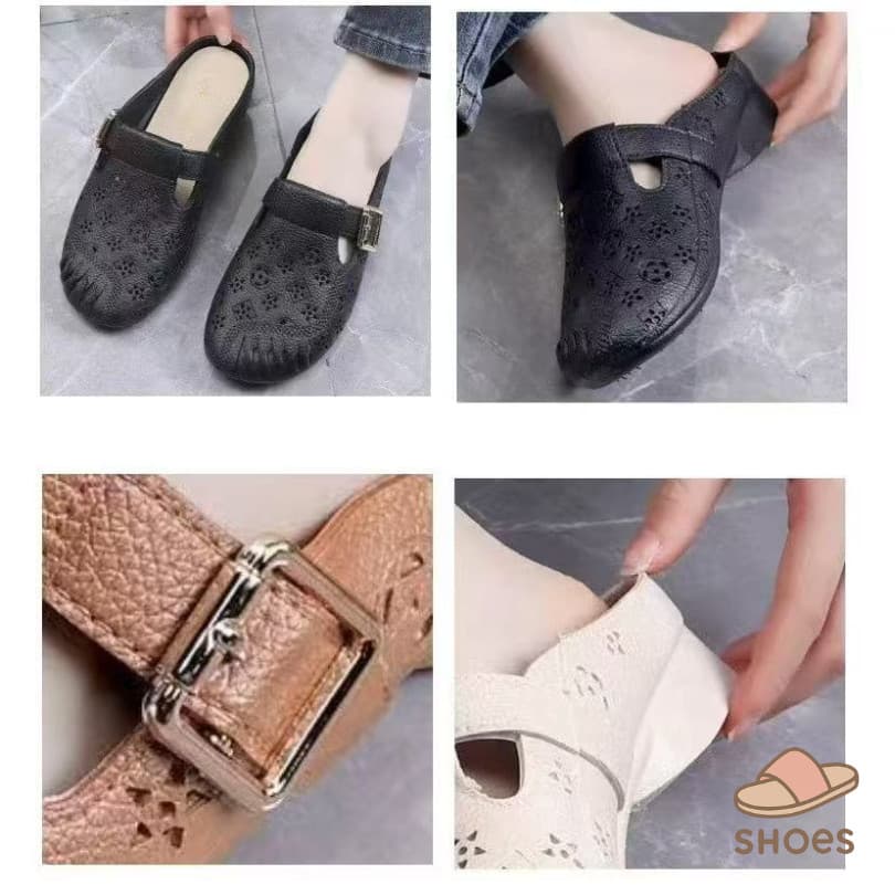SH101 HOMEรองเท้าแตะผู้หญิง แฟชั่น ส้นแบน พื้นนุ่ม ฤดูร้อน ระบายอากาศ ใส่ไปข้างนอก แบบสวม กันลื่น BB011 รูปที่ 4