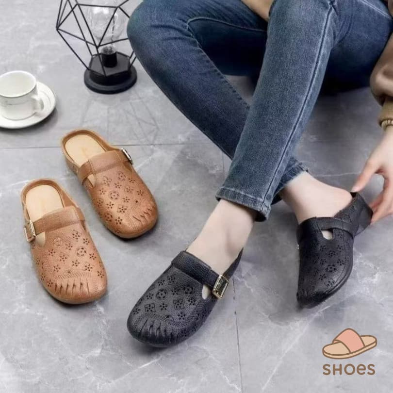 SH101 HOMEรองเท้าแตะผู้หญิง แฟชั่น ส้นแบน พื้นนุ่ม ฤดูร้อน ระบายอากาศ ใส่ไปข้างนอก แบบสวม กันลื่น BB011 รูปที่ 2