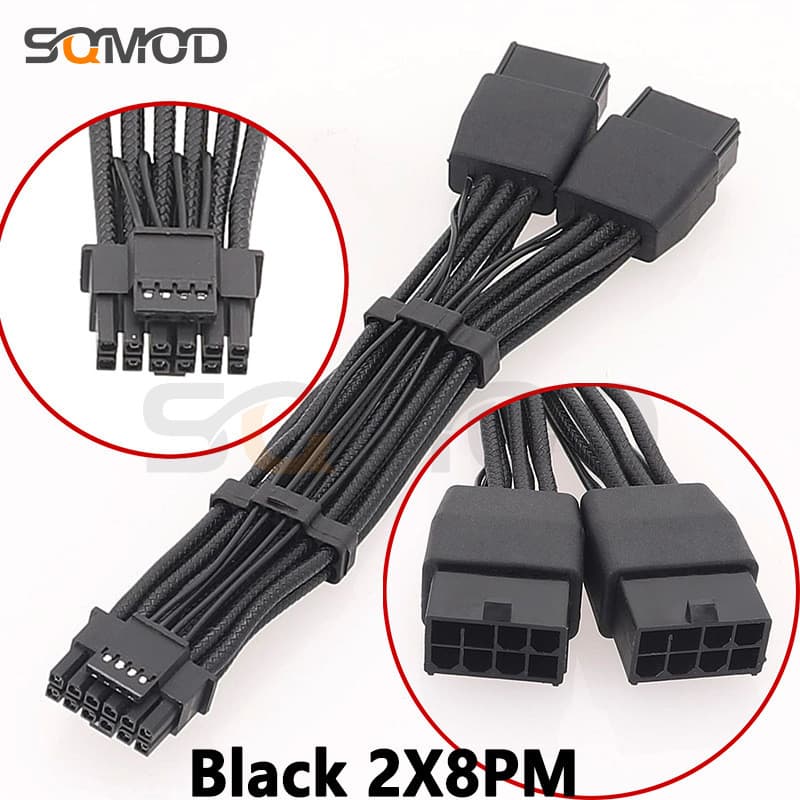 สายไฟการ์ดจอ12pin 16 pin สายไฟการ์ดจอ 16AWG 2x8Pin แปลงเป็น 16Pin 12VHPWR แบบงอ 90° สายถัก RTX 4090 4080 รูปที่ 7