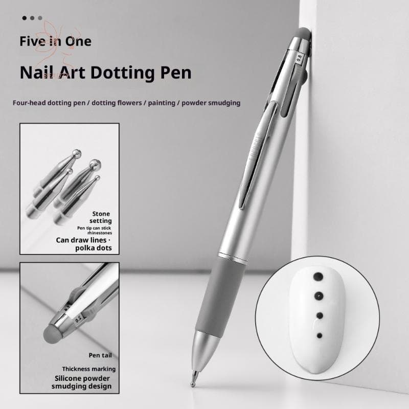 4in1 Nail Dotting Pen Nail Art Dotting Tools In ปากกาลูกลื่น Design Nail Art Tip Dot Paint ชุดแต่งเล็บ {TH} รูปที่ 1