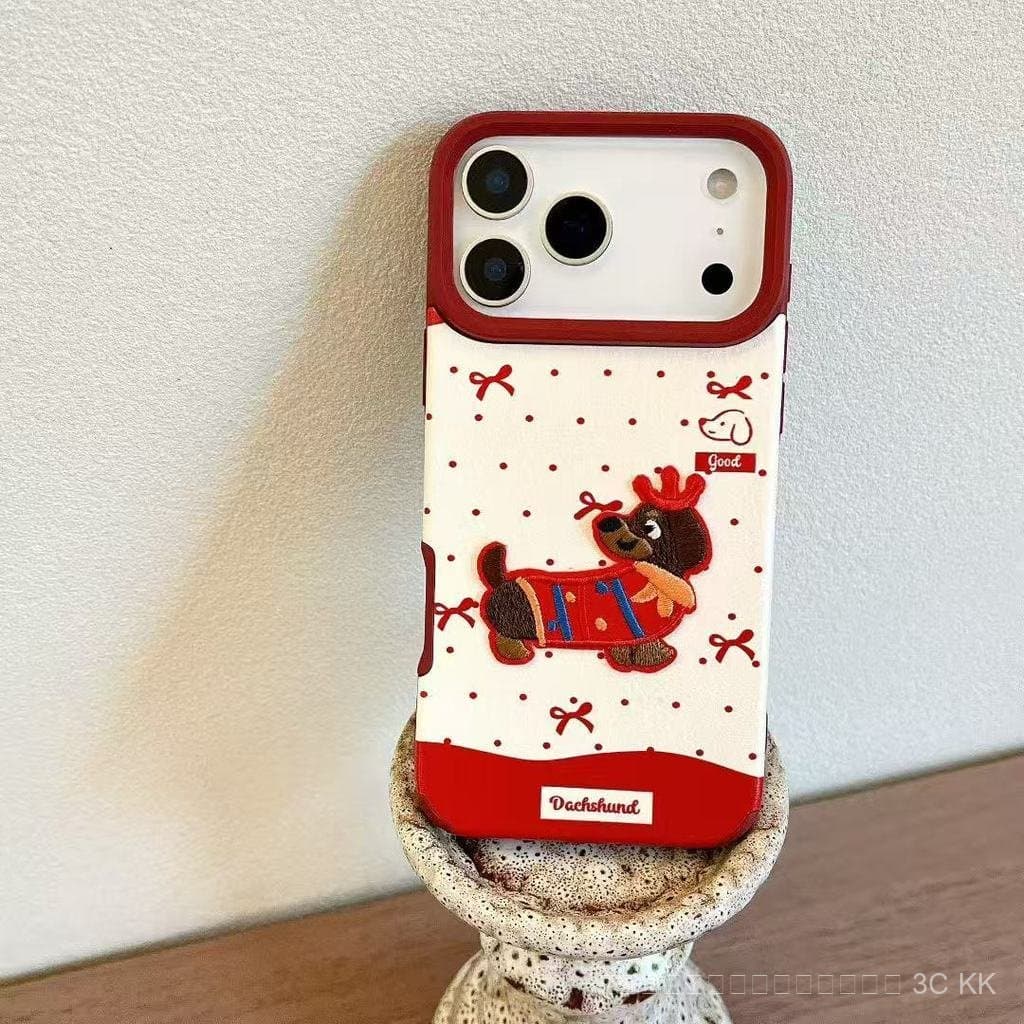 กันกระแทก iPhone ลายสุนัขน่ารักมาก ลายจุดแดง พร้อมสายคล้อง เหมาะเป็นของขวัญ สำหรับ 17/16/15/14/13/12 Pro Max รูปที่ 5