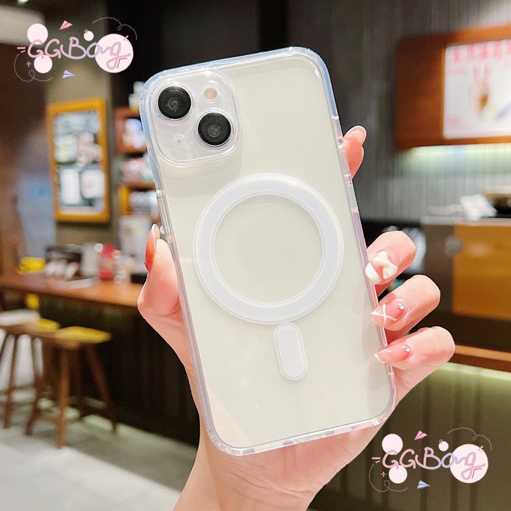 เคสไอโฟน17สำหรับ iPhone 17 AIR 11 13 14 15 16 Pro Max 15 16 7 Plus X XR XS Max เคสชาร์จแม่เหล็กใสแบบเต็มรูปแบบเรียบง่าย รูปที่ 2