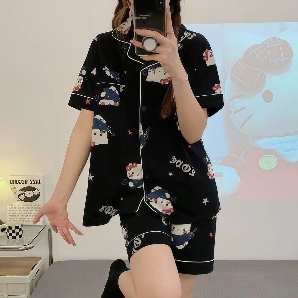PAJAMAS HOMEWEAR ชุดนอนผู้หญิง 2 ชิ้น ชุดนอนการ์ตูน ชุดนอน ฟรีไซส์ อก36-42 นิ้ว W205 รูปที่ 5