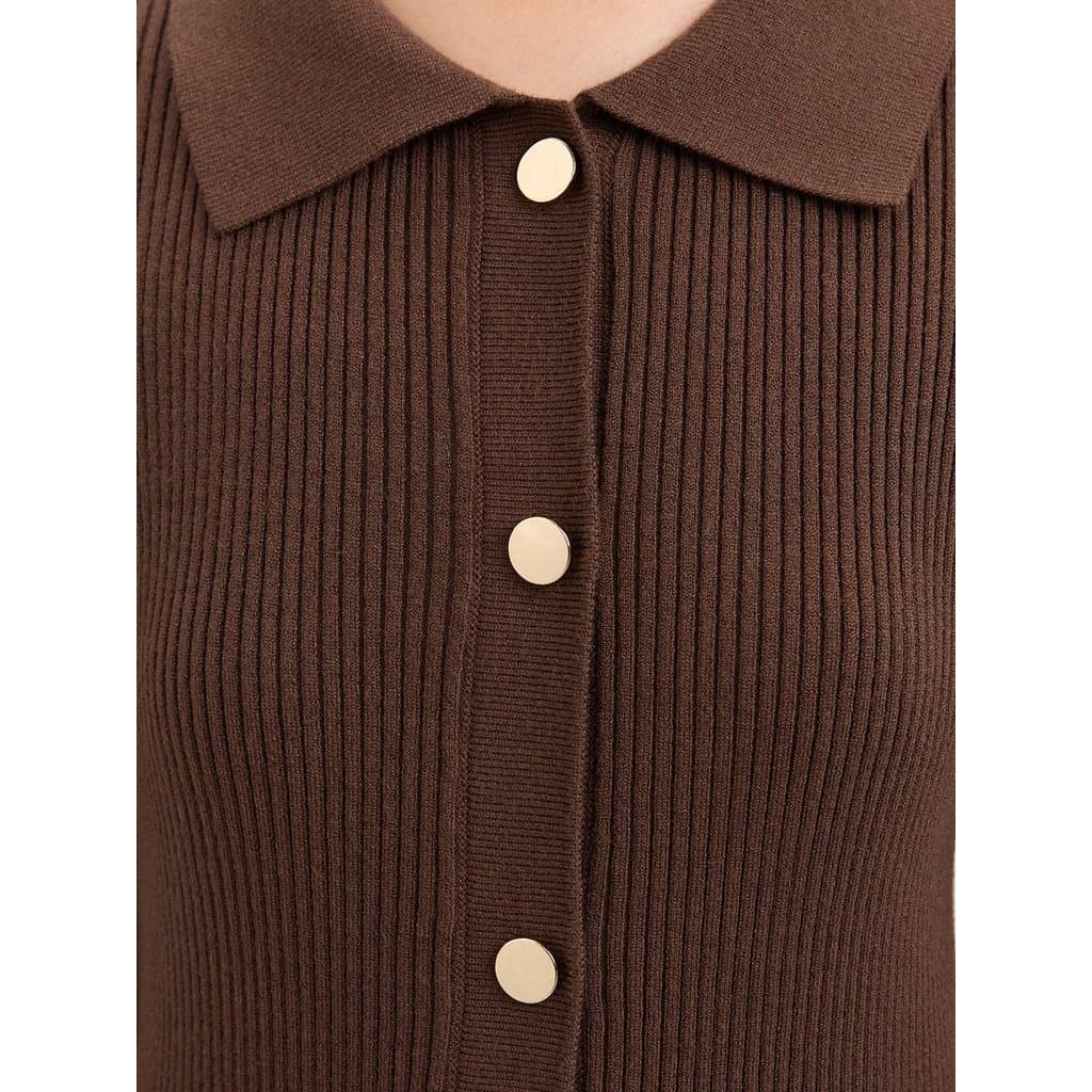เดรสดีเทลพลีทติดกระดุม / Buttoned Pleat Knit Dress รูปที่ 7