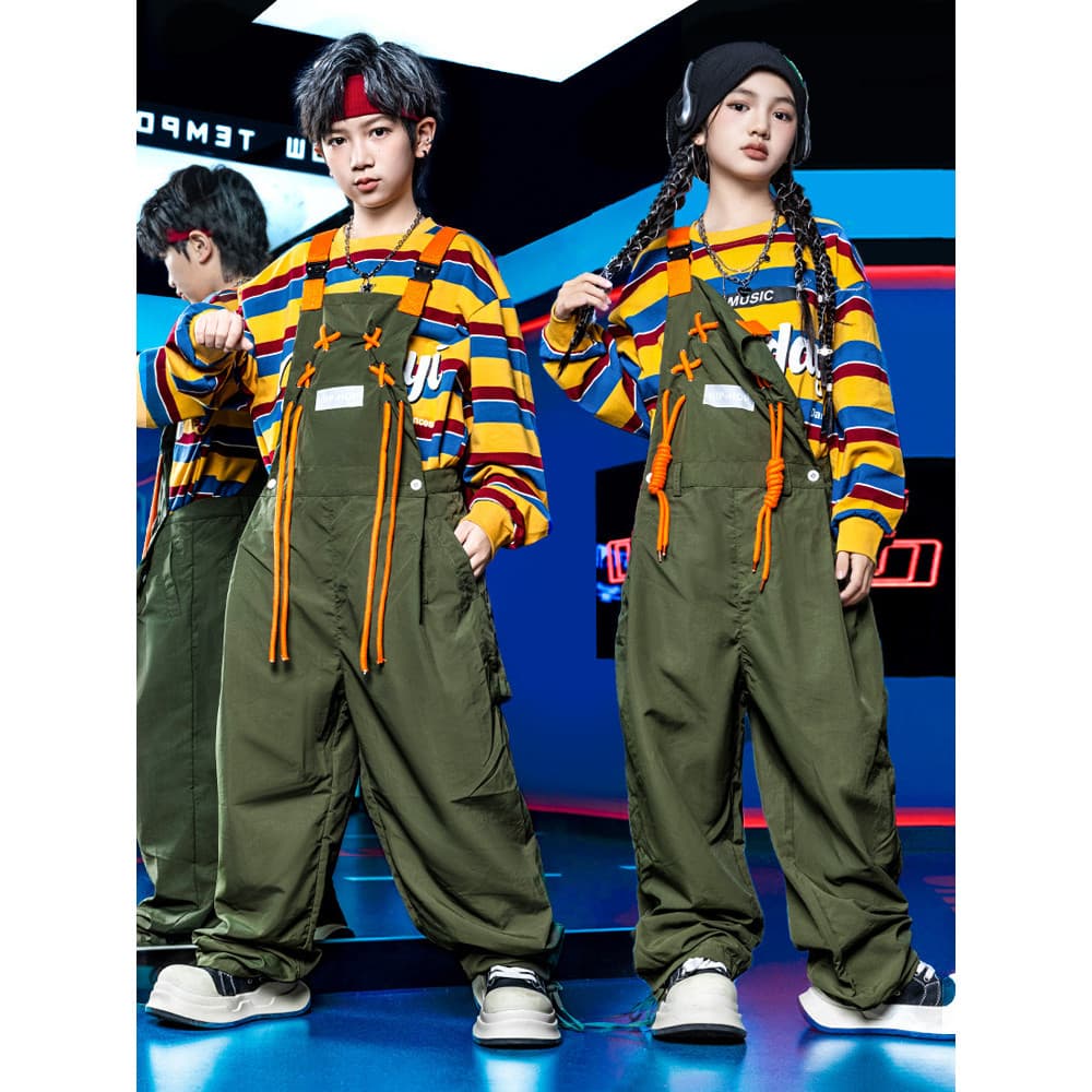15-75KG ฮิปฮอป ชุดเต้น เด็ก ชุดโคฟเวอร์ เด็กผู้ชาย ชุด cover dance แจ๊ส ชุดซ้อม เด็กผู้หญิง hiphop ชุดลีดเดอร์ แดนเซอร์ รูปที่ 2