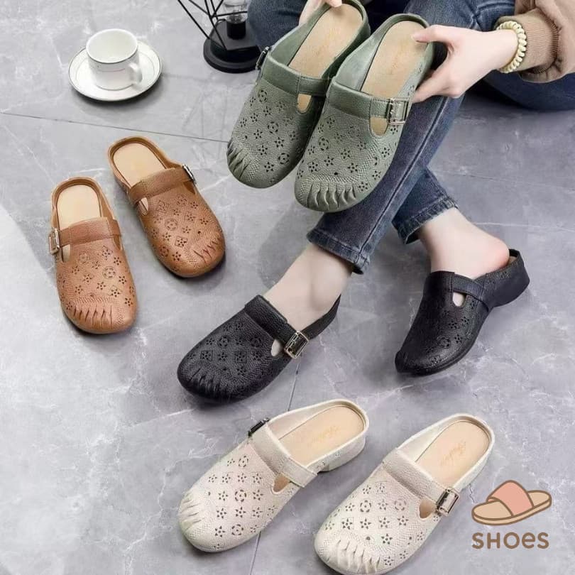 SH101 HOMEรองเท้าแตะผู้หญิง แฟชั่น ส้นแบน พื้นนุ่ม ฤดูร้อน ระบายอากาศ ใส่ไปข้างนอก แบบสวม กันลื่น BB011 รูปที่ 3